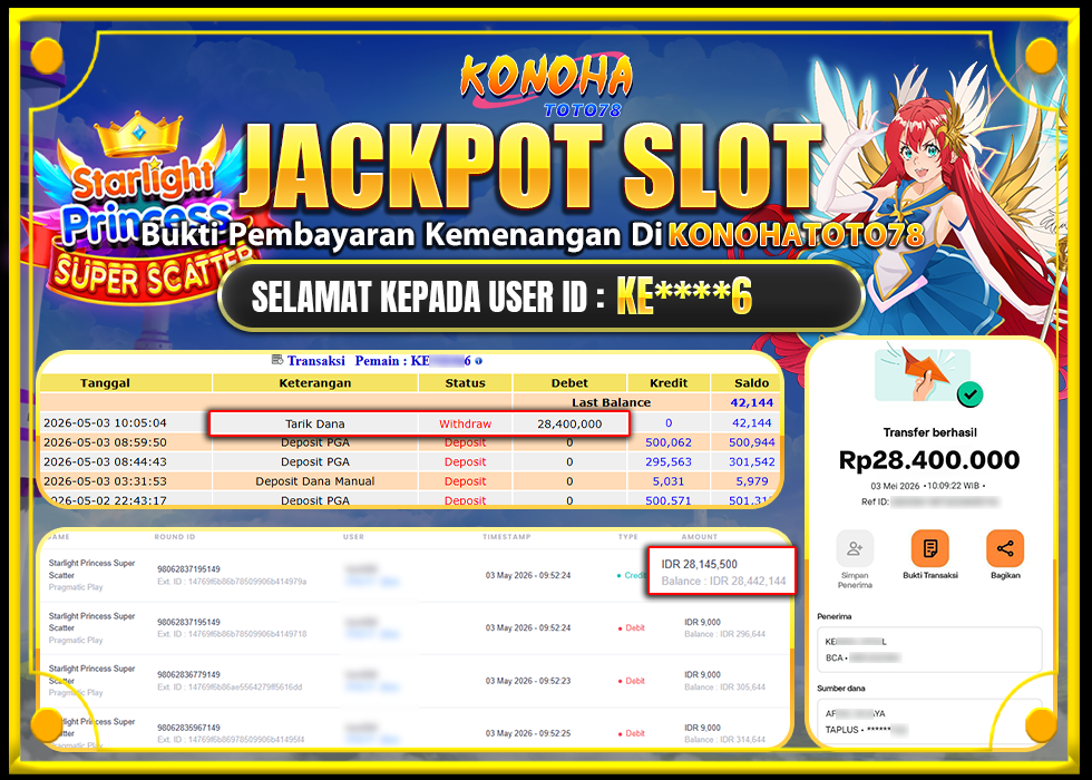 KONOHATOTO78 JACKPOT STARLIGHT PRINCESS SUPER SCATTER Rp18.800.000,LUNAS